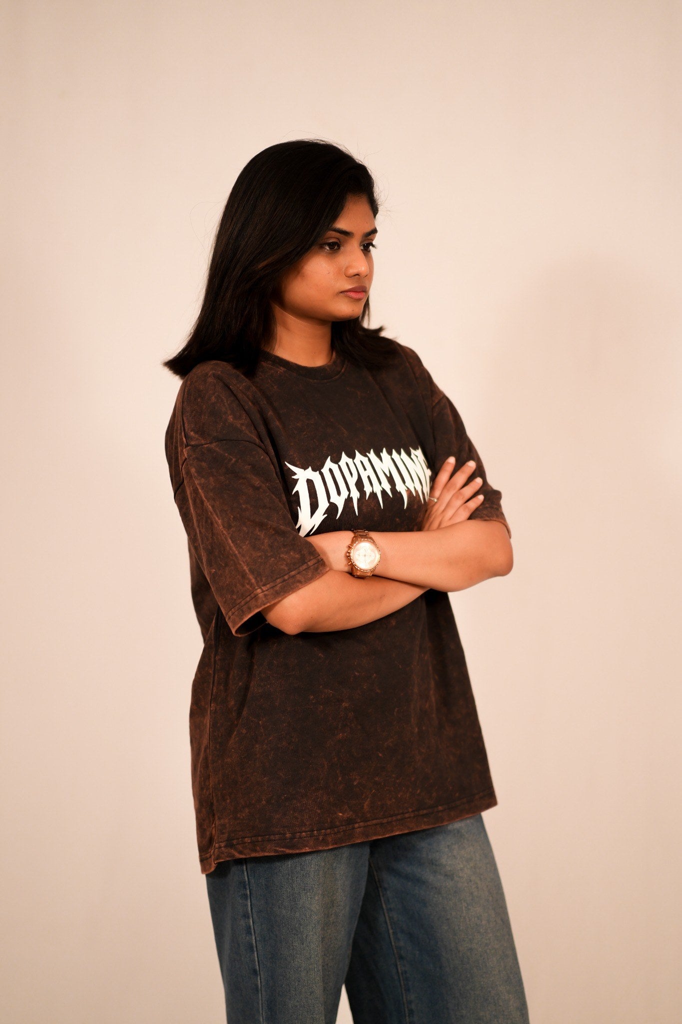 Dopamine Acid Wash Oversized T-Shirt – Ash Black Vintage Wash