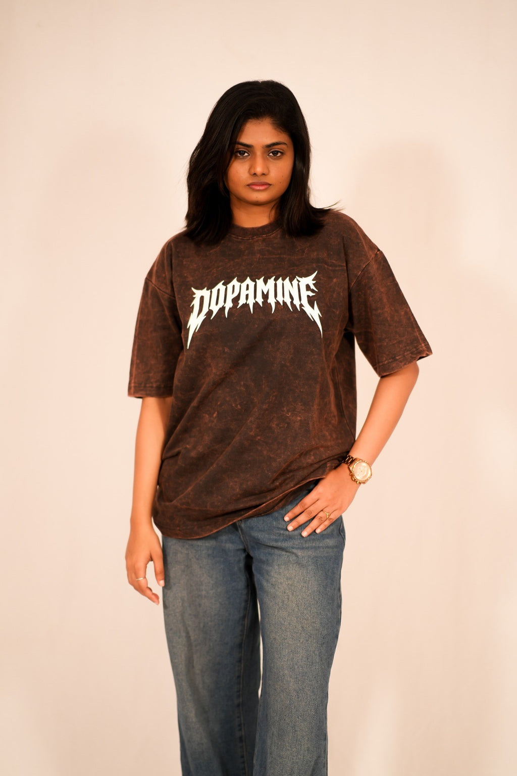 Dopamine Acid Wash Oversized T-Shirt – Ash Black Vintage Wash
