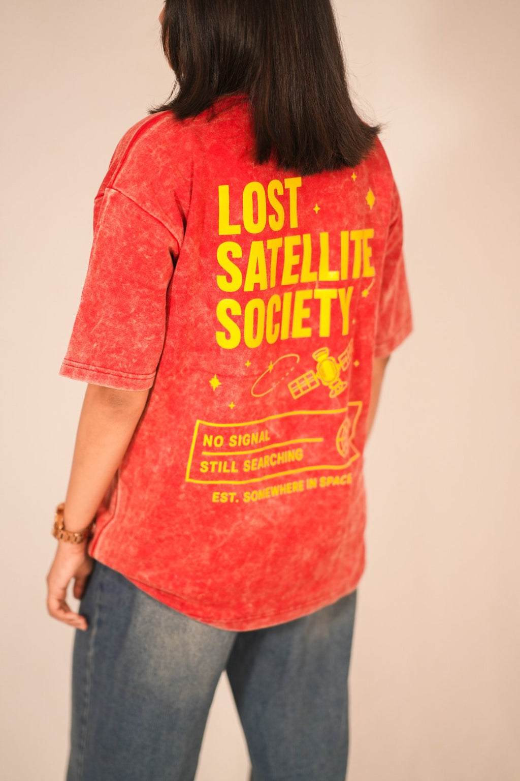 Dopamine Acid Wash Oversized T-Shirt – Red