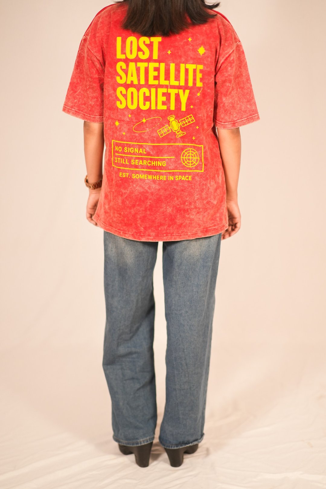 Dopamine Acid Wash Oversized T-Shirt – Red