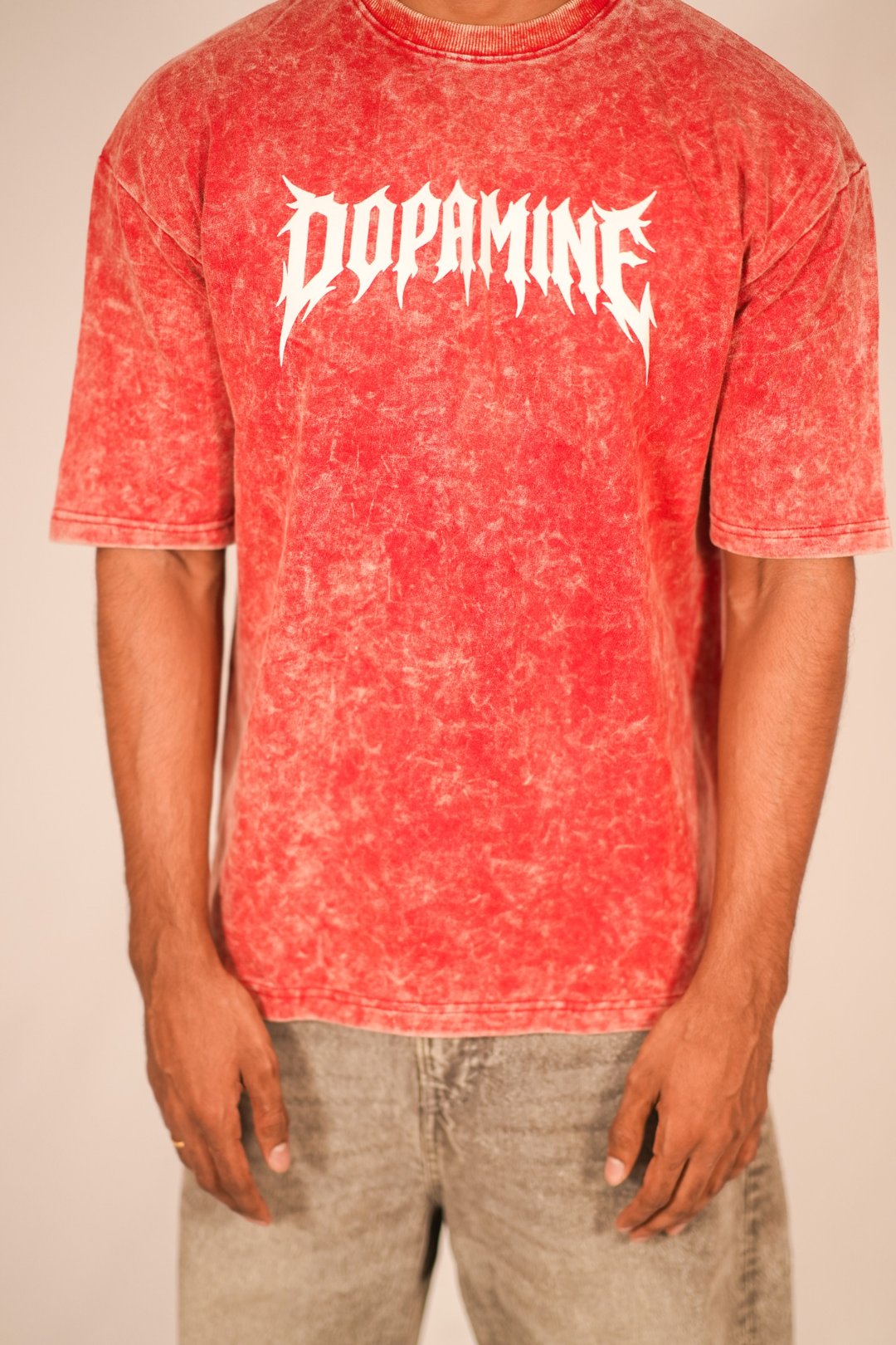 Dopamine Acid Wash Oversized T-Shirt – Red