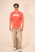 Dopamine Acid Wash Oversized T-Shirt – Red