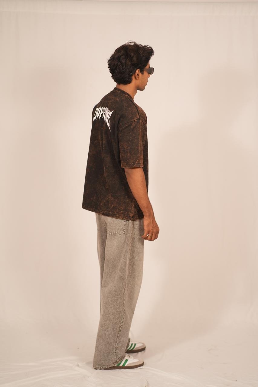 Dopamine Streetwear Oversized Tee – Black Acid Wash