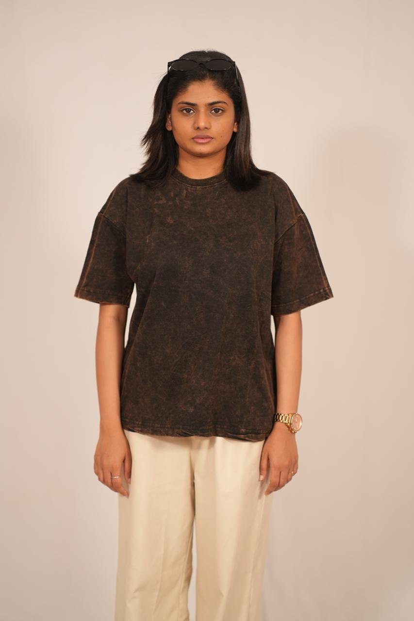 Dopamine Streetwear Oversized Tee – Black Acid Wash