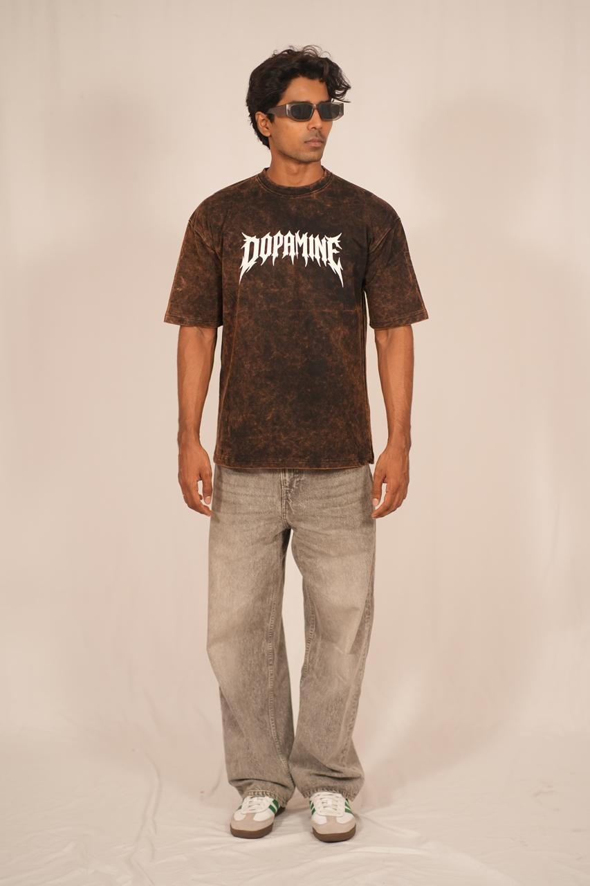 Dopamine Acid Wash Oversized T-Shirt – Black