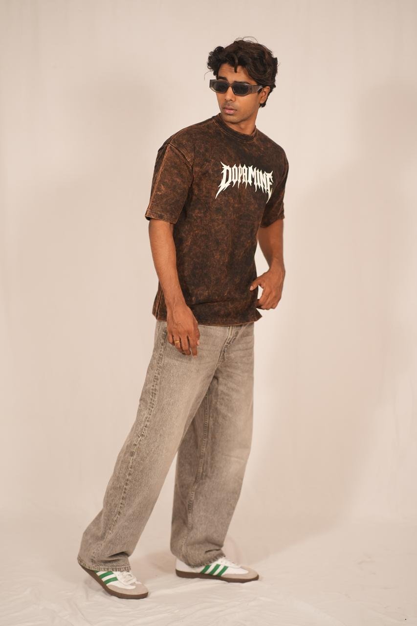 Dopamine Acid Wash Oversized T-Shirt – Black